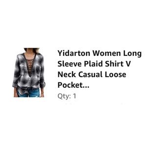💰Women long sleeve plaid shirt v neck size xl